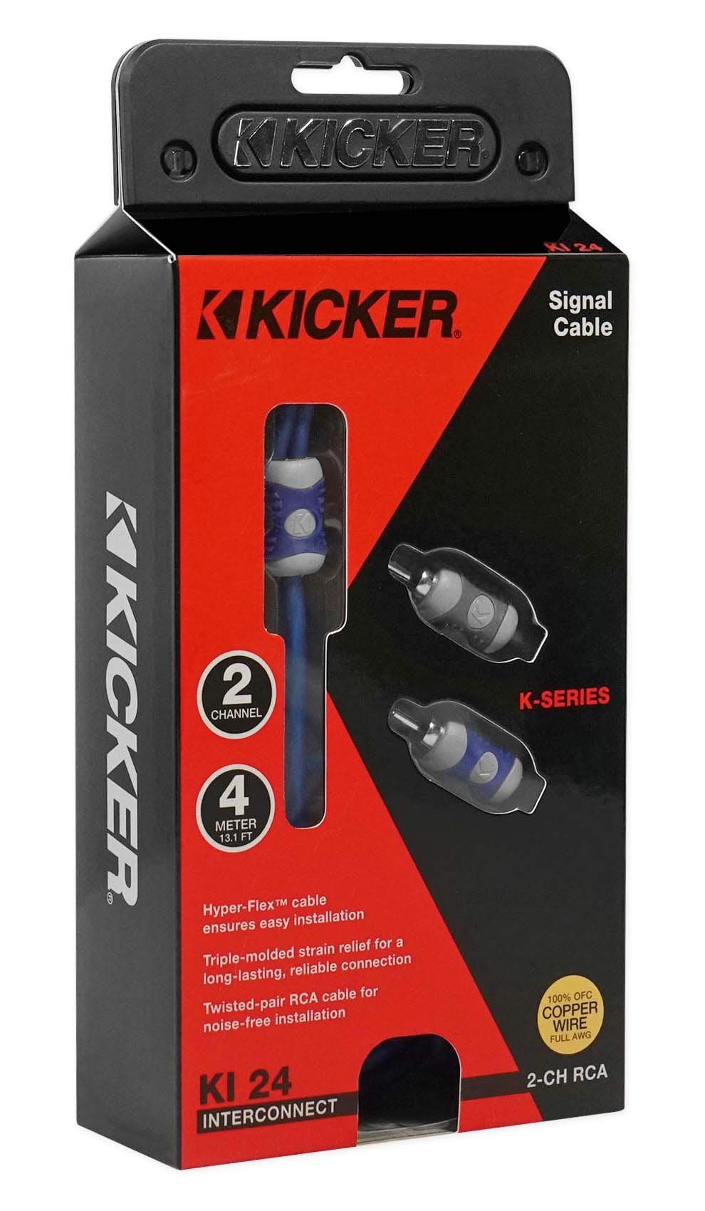 KICKER 46KI24 K-Series 2-Channel RCA Interconnect, 4.0 Meter