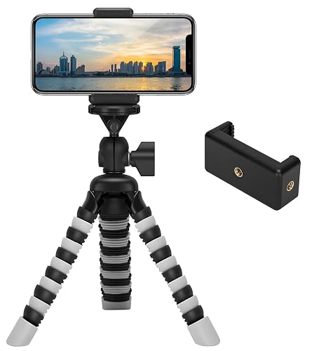 ZTON Mini Cell Phone Flexible Tripod Holder, Adjustable Mobile Phone Mount, Universal Octopus Stand for iPhone, Samsung, Camera (S-Grey)