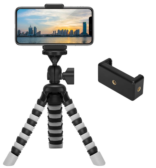 ZTON Mini Cell Phone Flexible Tripod Holder, Adjustable Mobile Phone Mount, Universal Octopus Stand for iPhone, Samsung, Camera (S-Grey)