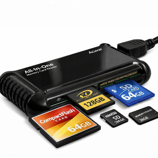 Acuvar XD Picture Card Reader/Writer - All-in-One USB Memory Card Reader for Olympus & Fujifilm XD, SD/SDHC, Micro SD, CF & Memory Stick Cards