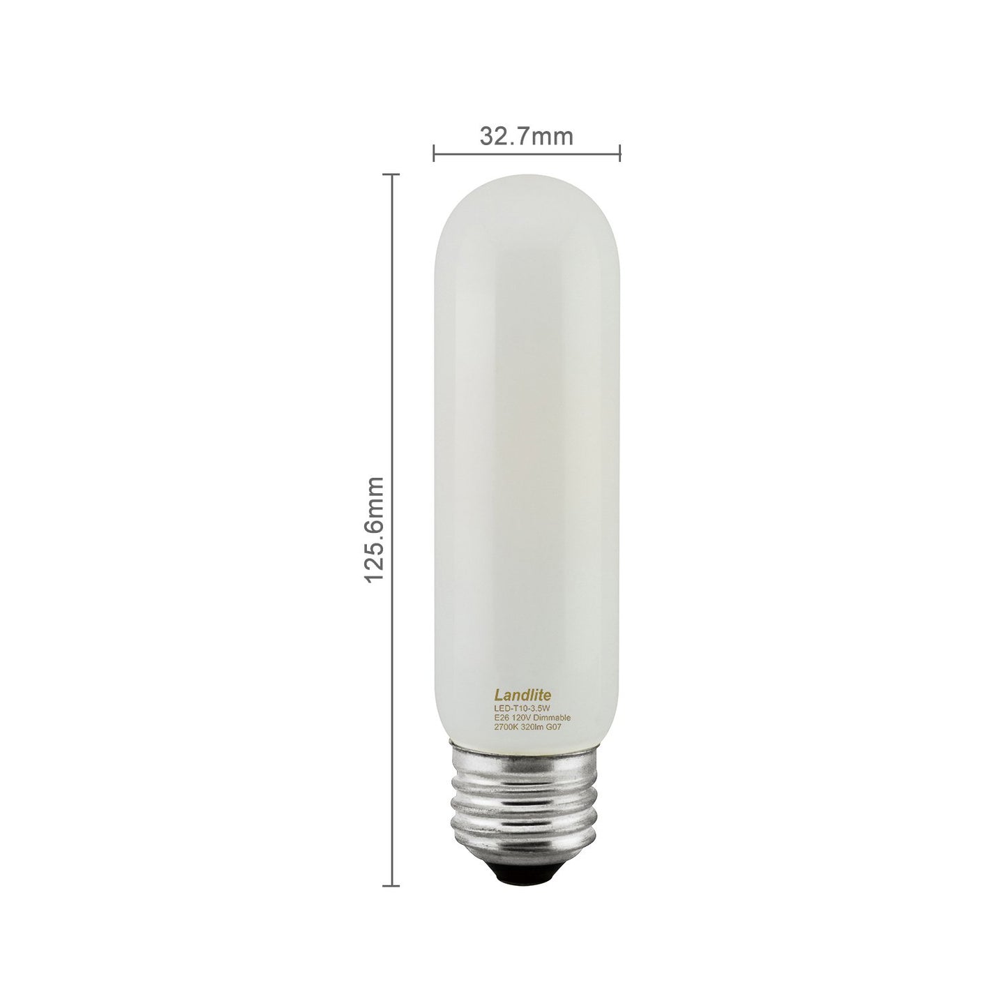 Landlite 2pk LED T10 120V 5W, Frosted, dimmable,for Piano Light/Banker Light, 40W incandiscent Equivalent, Completely Traditional T10 Shape Glass Bulb
