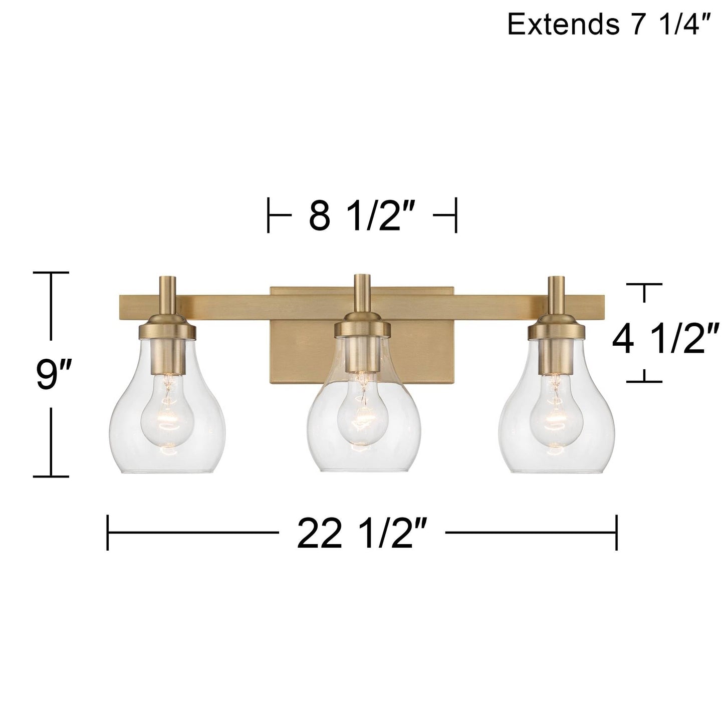Possini Euro Design Danvers Modern Wall Light Warm Brass Gold Metal Hardwired 22 1/2" 3-Light Fixture Clear Globe Glass Shades for Bedroom Bathroom
