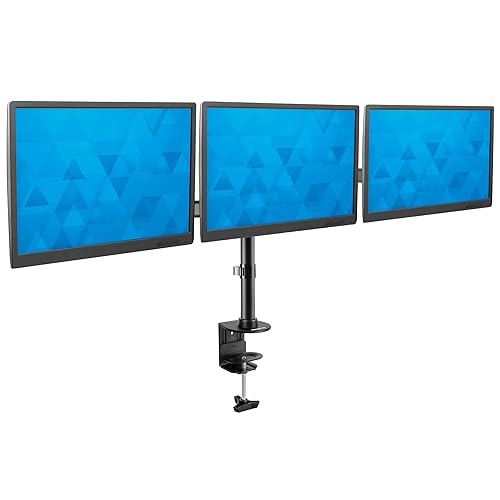 Mount-It! Triple Monitor Mount 3 Screen Desk Stand for LCD Computer Monitors for 19 20 22 23 24 27 Inch Monitors VESA 75 and 100 Compatible Full