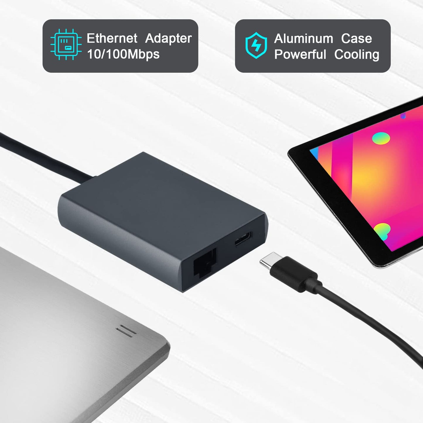 USB C to Ethernet Adapter with Charging for iPhone 15 Pro/Max/Plus, MacBook Pro/Air, iPad Pro, Samsung and More - USB Network Adapter