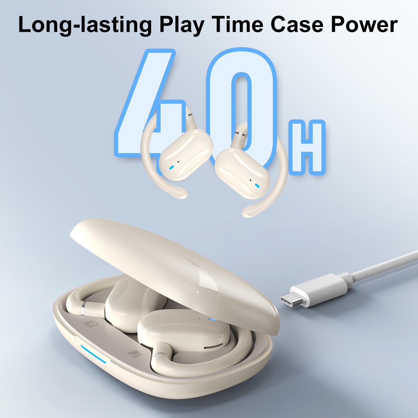 SIXTHGU Open Ear Headphones, Wireless Earbuds Lightweight Adjustable Ear Hooks, Ultra-Comfort, Powerful Sound, Clear Calls, IP55, 36H Playtime…
