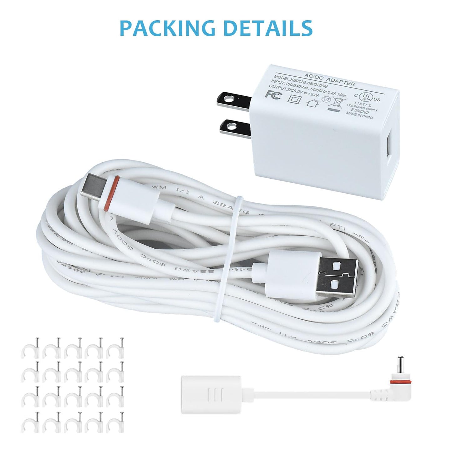 KAROTTO 10Ft USB-C Power Cord with Adapter Compatible with Ring Pan-Tilt Mount/Stick Up Cam Battery Pro/3rd Gen/2nd Gen/Plug-in, Spotlight Cam Battery