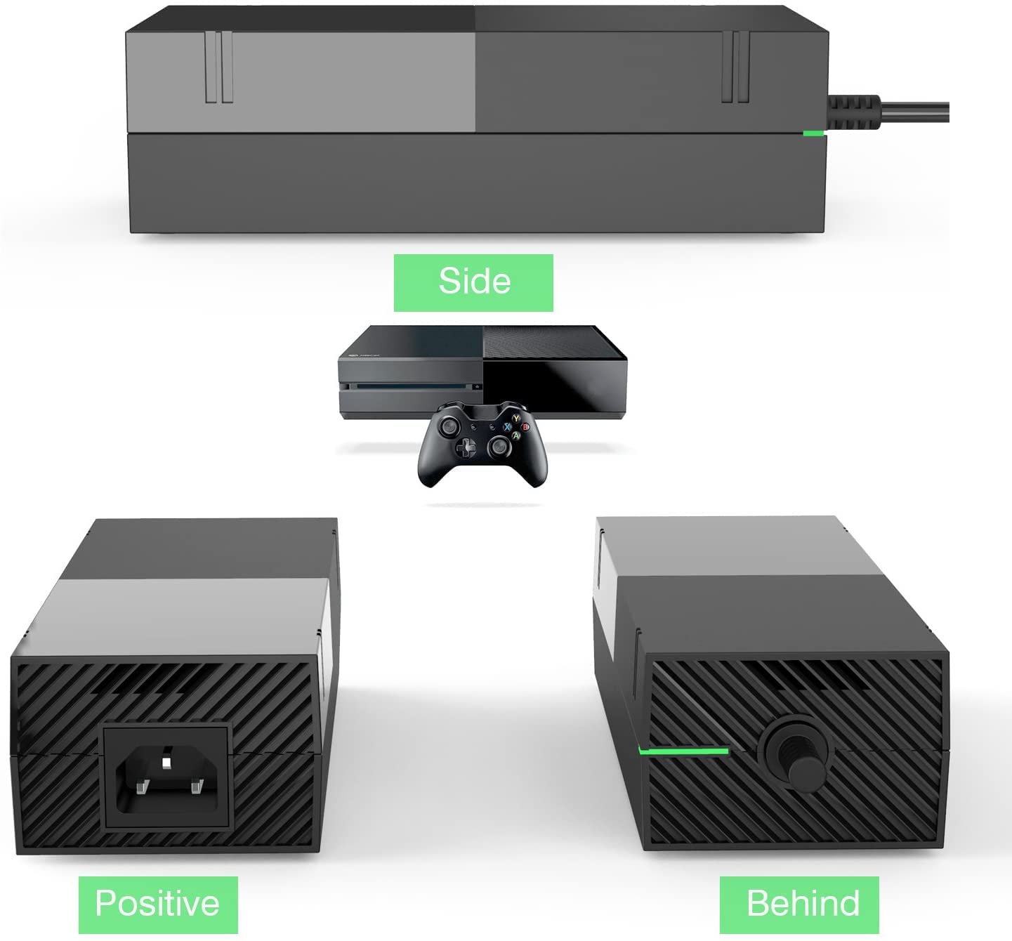 Xbox One Power Supply Brick, [Advanced QUIET VERSION] AC Adapter Power Supply Charger Cord Replacement for Xbox One 100-240V, Black