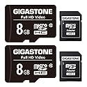 GIGASTONE 8GB Micro SD Card 2-Pack, Full HD Video, Surveillance Security Cam Action Camera Drone, 80MB/s Micro SDHC Class 10