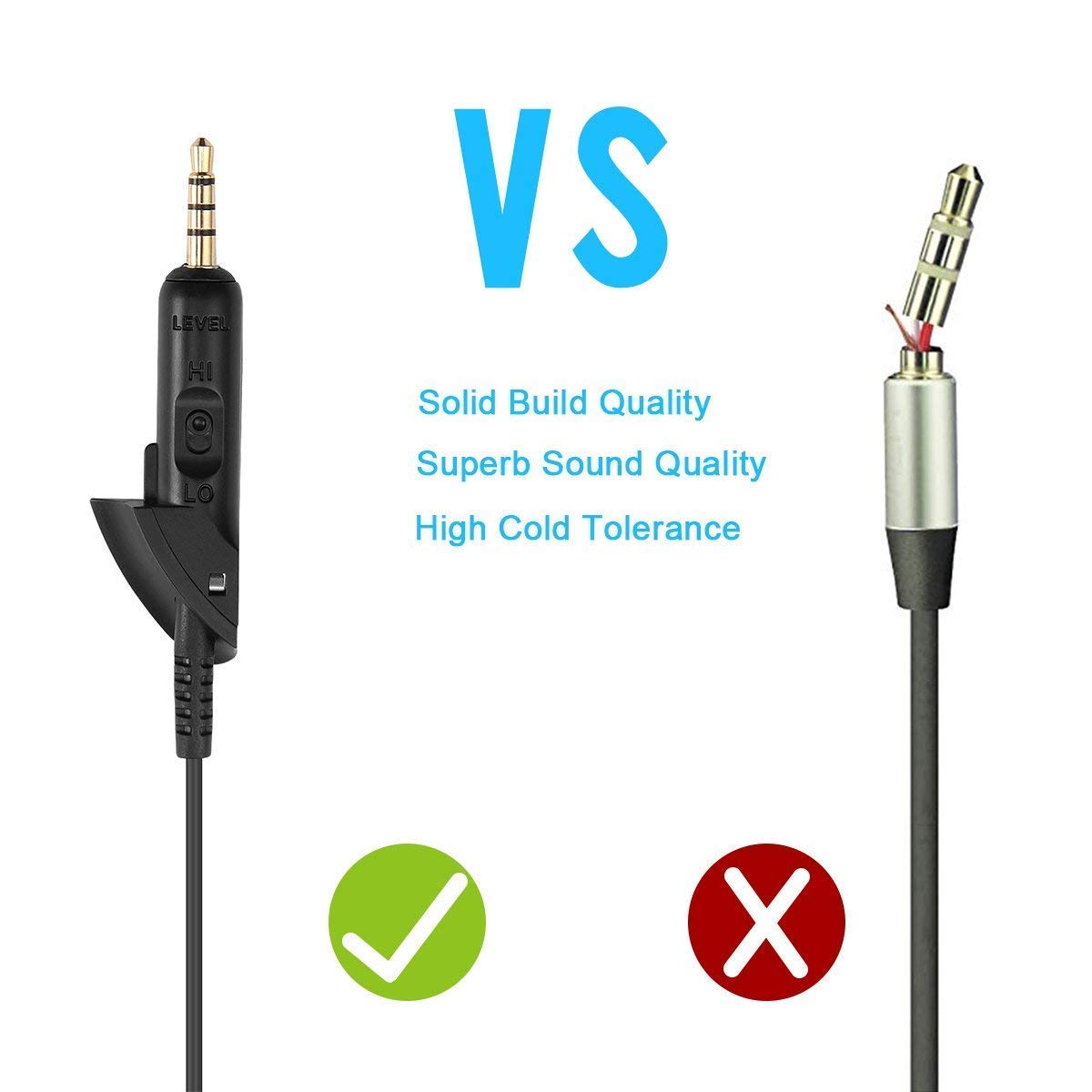 Alitutumao Replacement Audio Extension Cable Cord Wire Compatible with Bose QuietComfort QC15 Headphones with in line Mic (Black)