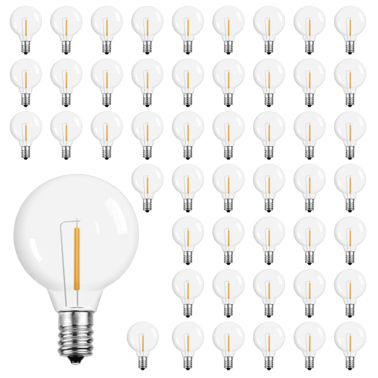 ECOVANIA G40 LED String Light Bulbs,1.57 Inch Plastic LED Globe Patio Bulbs for Outdoor String Lights, E12 Candelabra Socket Base,1 Watt Equvalent