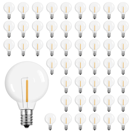 ECOVANIA G40 LED String Light Bulbs,1.57 Inch Plastic LED Globe Patio Bulbs for Outdoor String Lights, E12 Candelabra Socket Base,1 Watt Equvalent