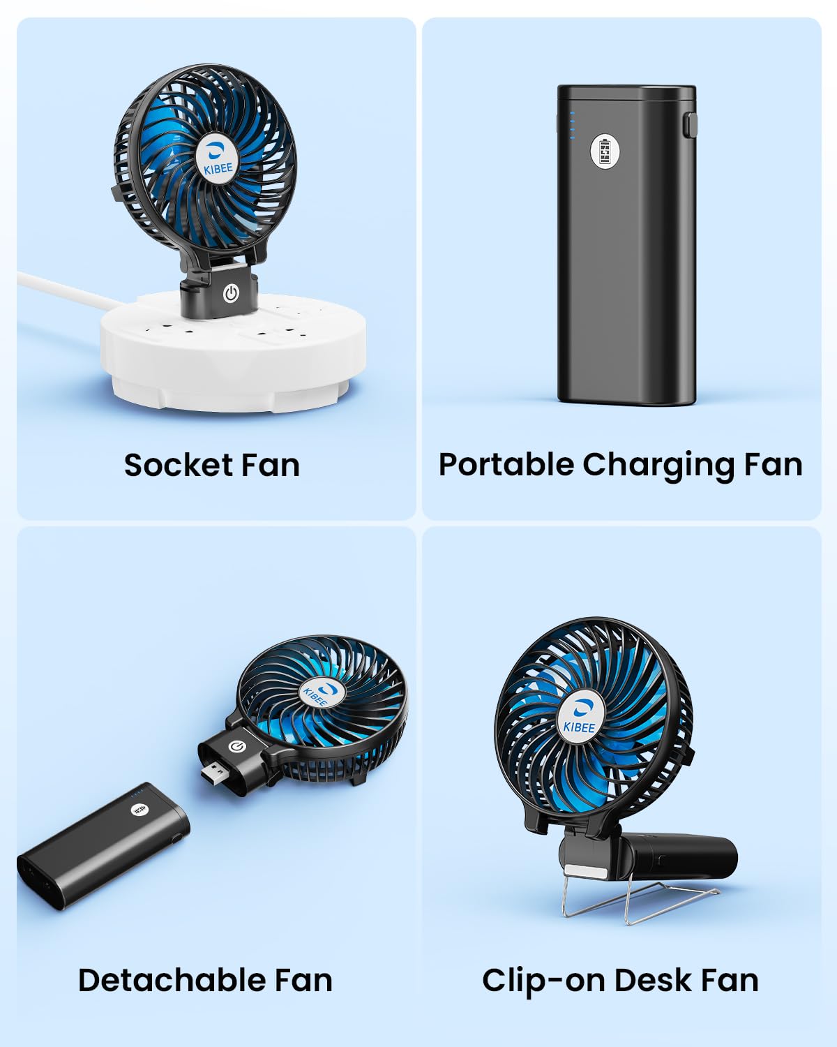 KIBEE Portable Handheld Fan, 5200mAh Rechargeable Fan with Power Bank, Up to 20H Runtime, 180° Foldable Mini Fan, 3-Speed Strong Airflow Personal Fan