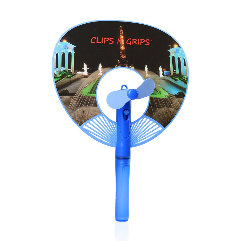 Clips N Grips Multifunctional 3-in-1 Mini Handheld Mist Fan, Blue