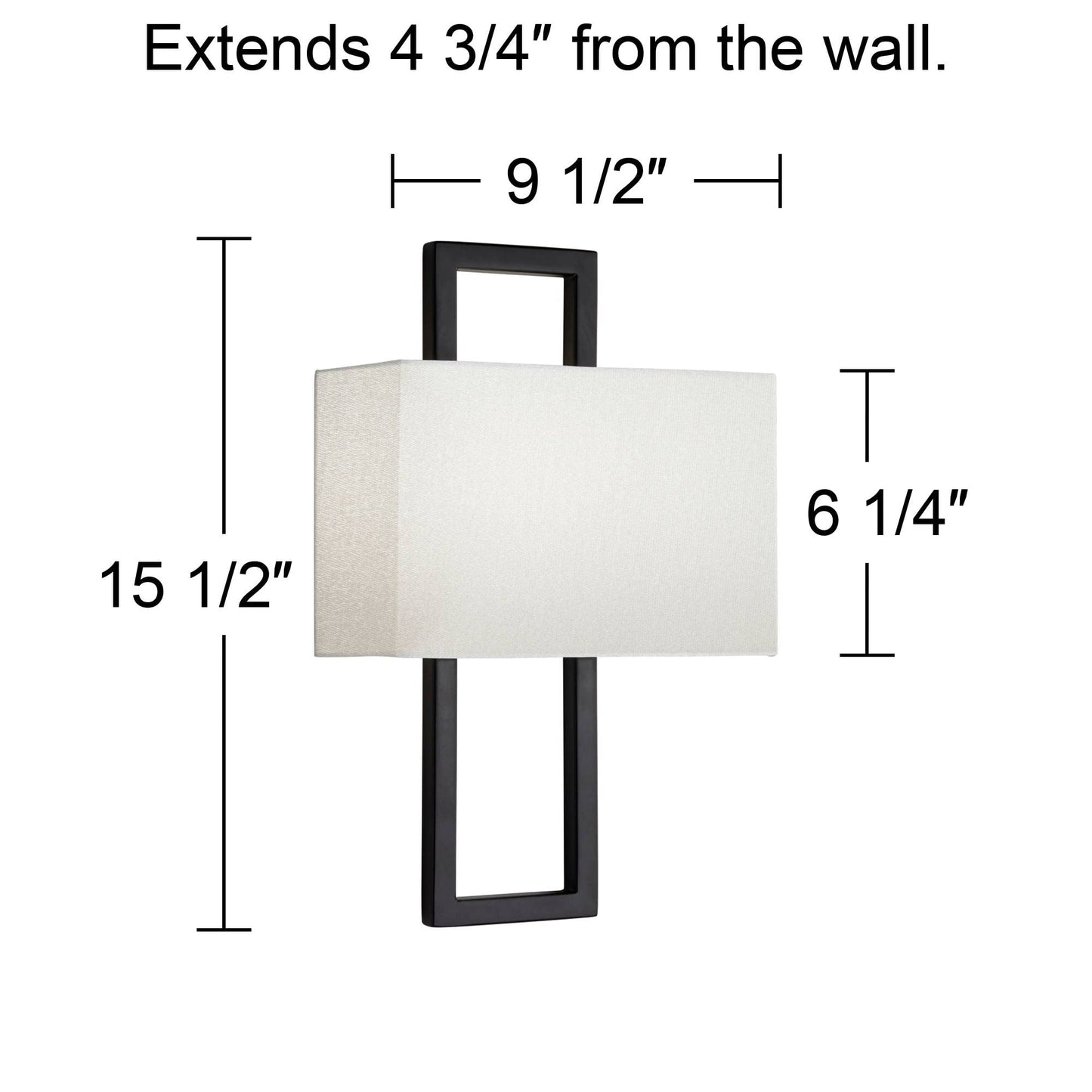 Possini Euro Design Modena Modern Art Deco Wall Sconce Lighting Black Hardwired 15 1/2" High Fixture Silvery Faux Silk Half Rectangular for Bedroom