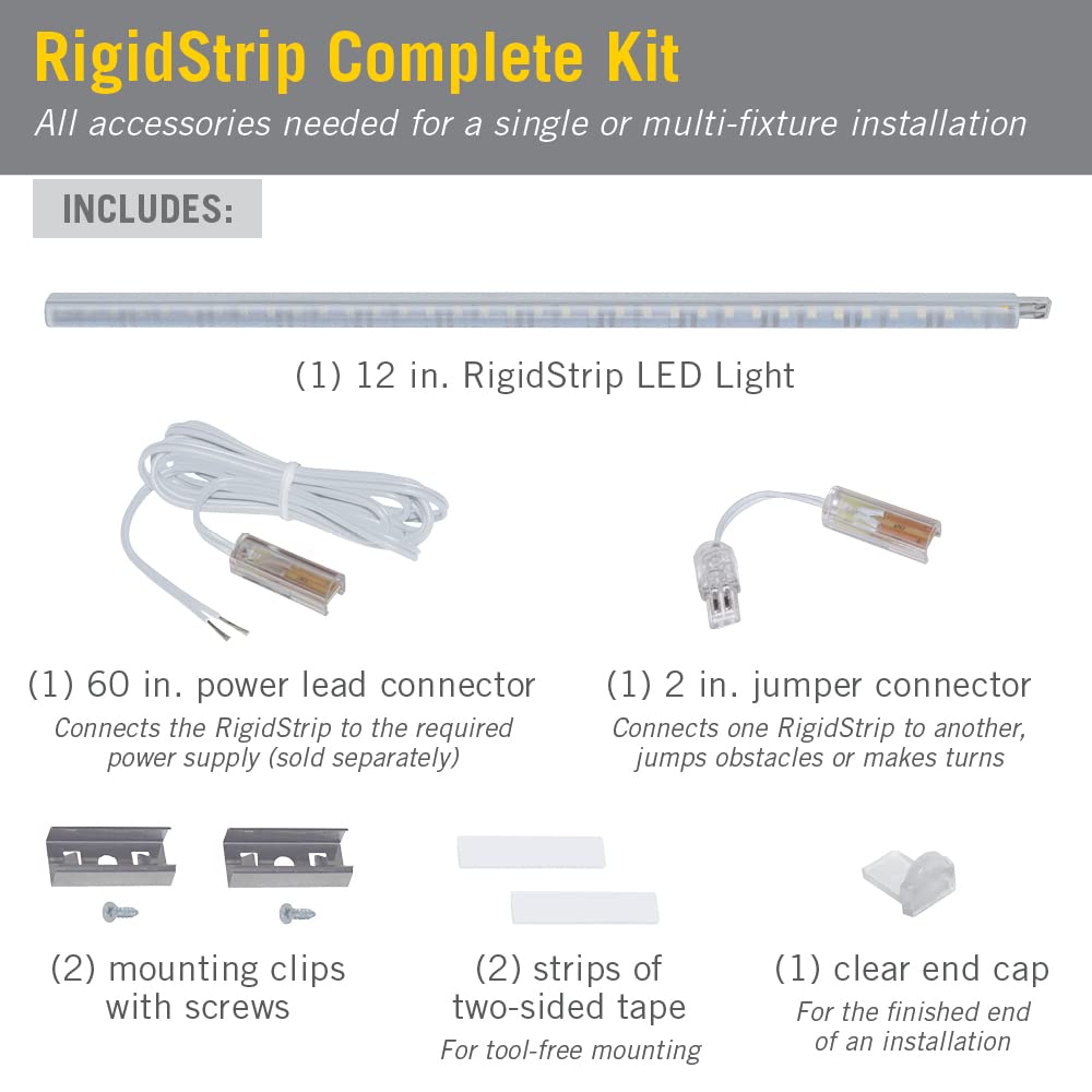 Armacost Lighting RigidStrip 12V 12" Linkable LED Strip Light Diffuser Kit 4000K 321130