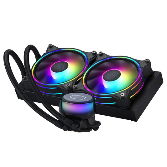 Cooler Master MasterLiquid ML240 Illusion CPU Liquid Cooler - AIO Water Cooling System, 3rd Gen Pump, 2 x 120mm ARGB Halo Fans, 240mm Radiator, ARGB