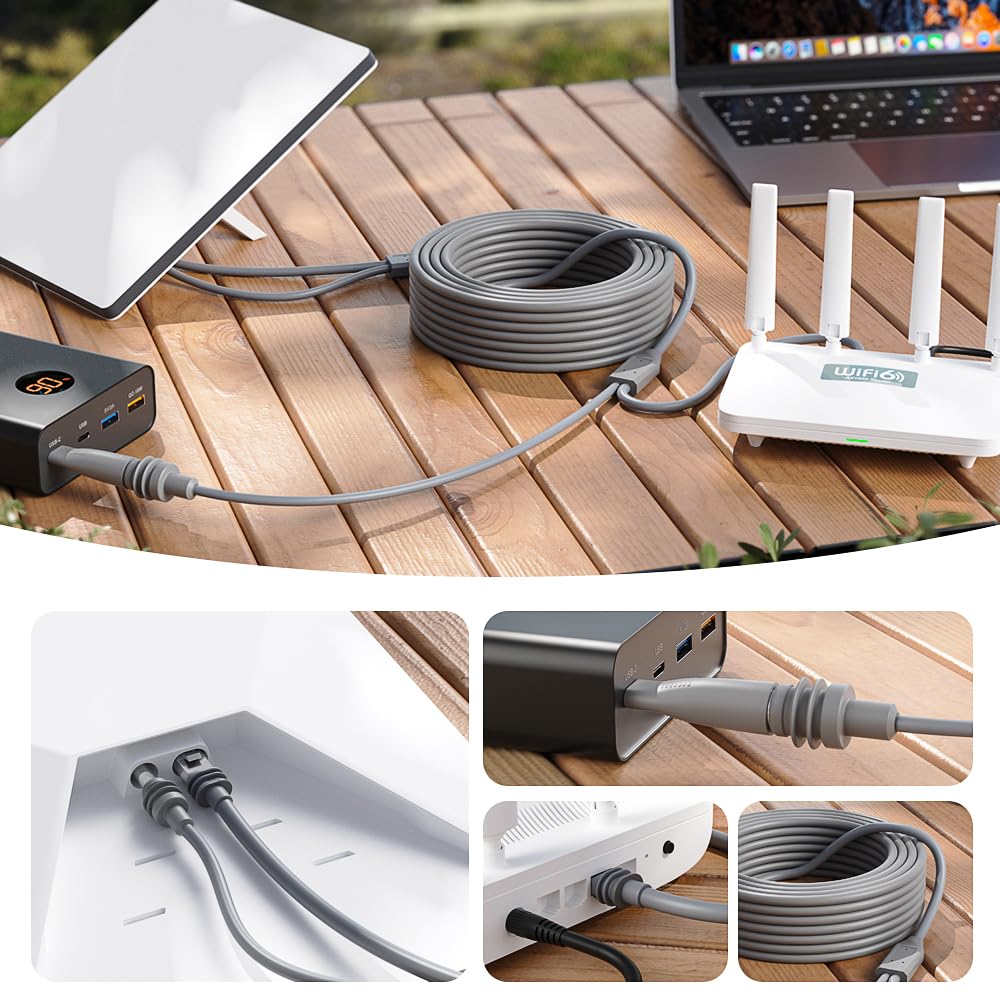 XTAR Starlink Mini Cable 2 in 1, 16.4FT/5M DC/USB C Charging + RJ45 Ethernet Cable for Starlink Mini Power Supply Waterproof