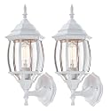 Faymart lighting 2 Pack White Porch Light - Outdoor Wall Sconce 16.8in White Outdoor Light Fixture for House Garage Metal and Glass Exterior Wall
