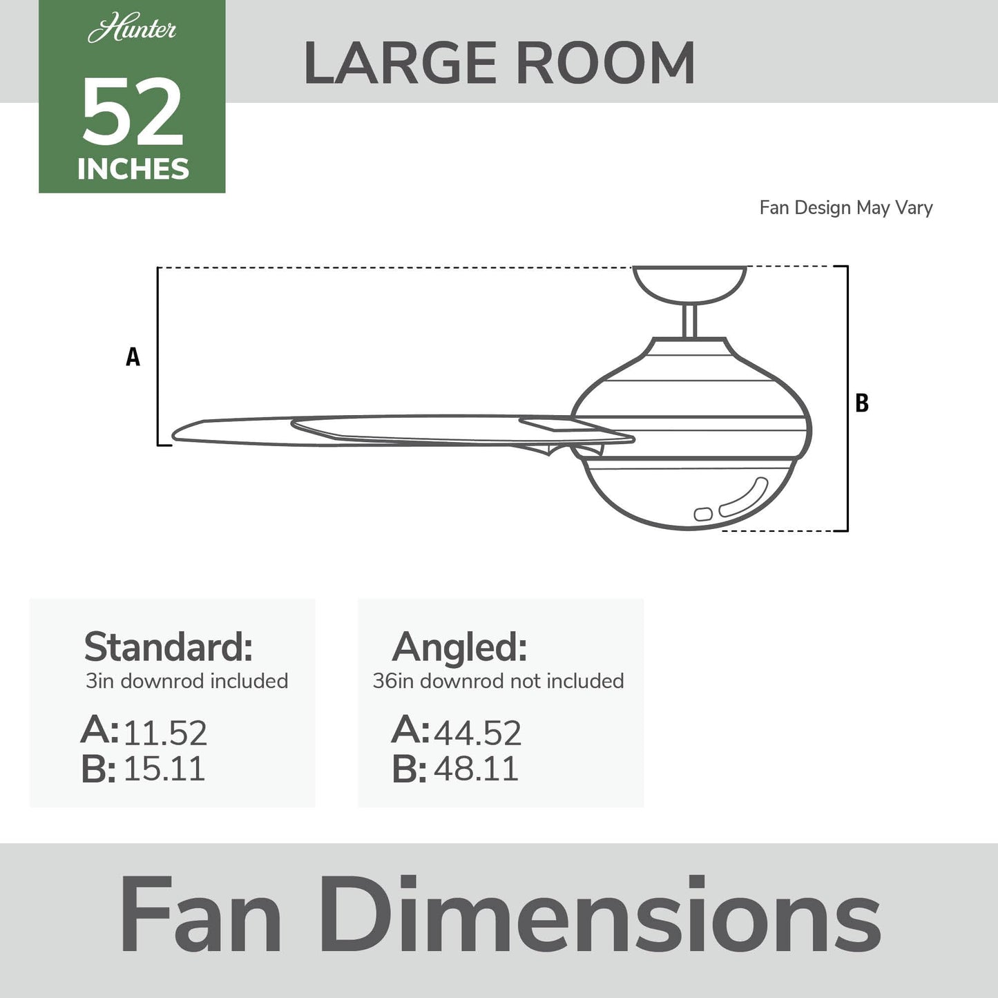 Hunter Fan 52 inch Brushed Nickel Indoor Ceiling Fan with Light and Remote for Bedroom, Large Room/Great Room, Dining Room, Kitchen, Office (Renewed)