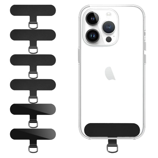 Qyoocom Phone Tether Tab, 6 Pack of Ultra-Thin, Durable Tabs for Phone Lanyards & Wrist Straps Replacement Part for All Full Phone Cases (Black)
