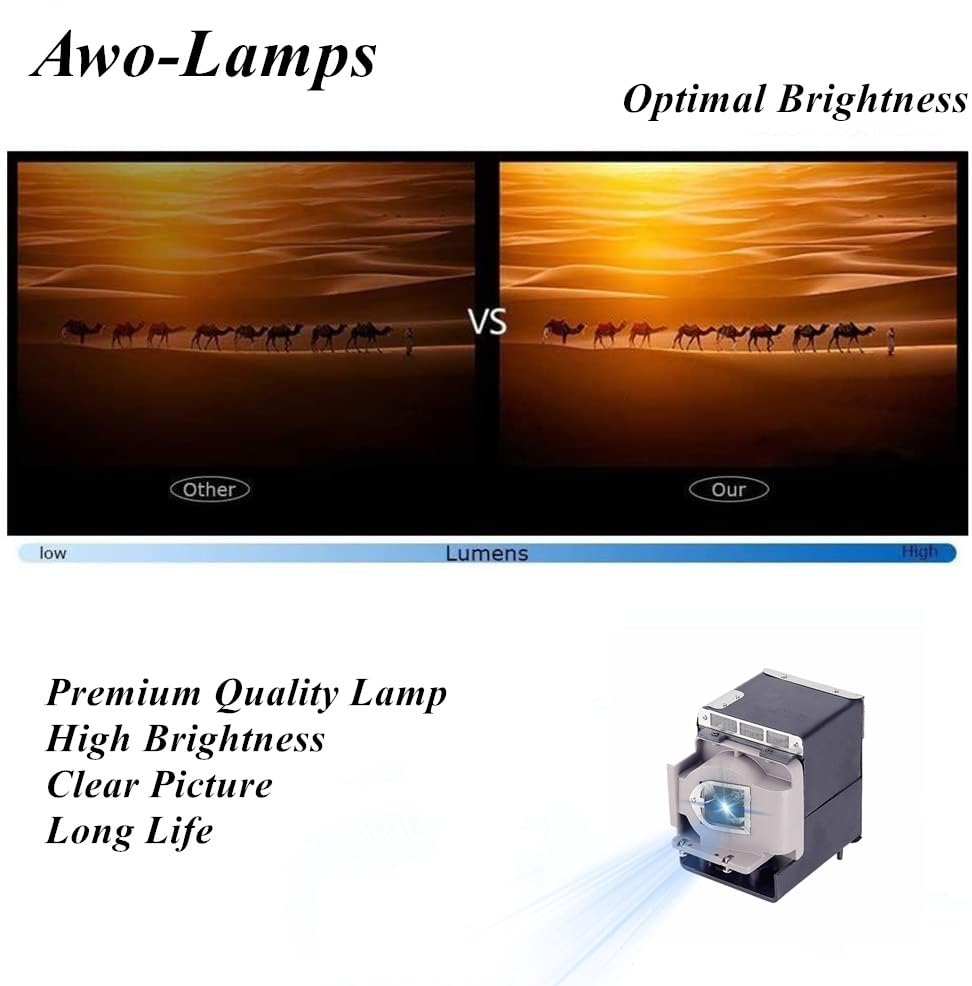 AWO VLT-HC7800LP Replacement Lamp Bulb with Housing for Mitsubishi HC77-70D,HC7800,HC7800D,HC7800DW,HC7900DW,HC8000,HC8000D,HC8000D-BL Projectors