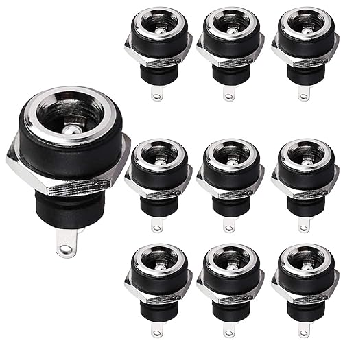 DIYhz 10 Pack 5.5mm x 2.1mm DC Power Jack, 24V 4A 2 Pin Panel Mount Socket for Router CCTV LED Strip Small Electronics