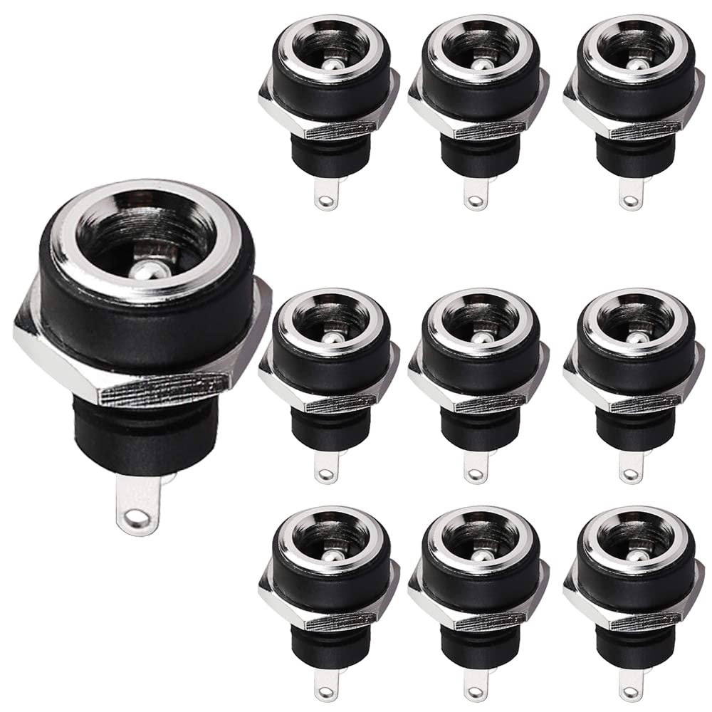 DIYhz 10 Pack 5.5mm x 2.1mm DC Power Jack, 24V 4A 2 Pin Panel Mount Socket for Router CCTV LED Strip Small Electronics