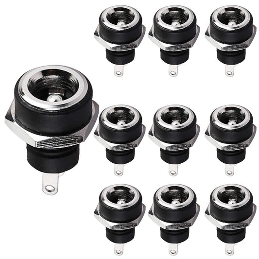 DIYhz 10 Pack 5.5mm x 2.1mm DC Power Jack, 24V 4A 2 Pin Panel Mount Socket for Router CCTV LED Strip Small Electronics
