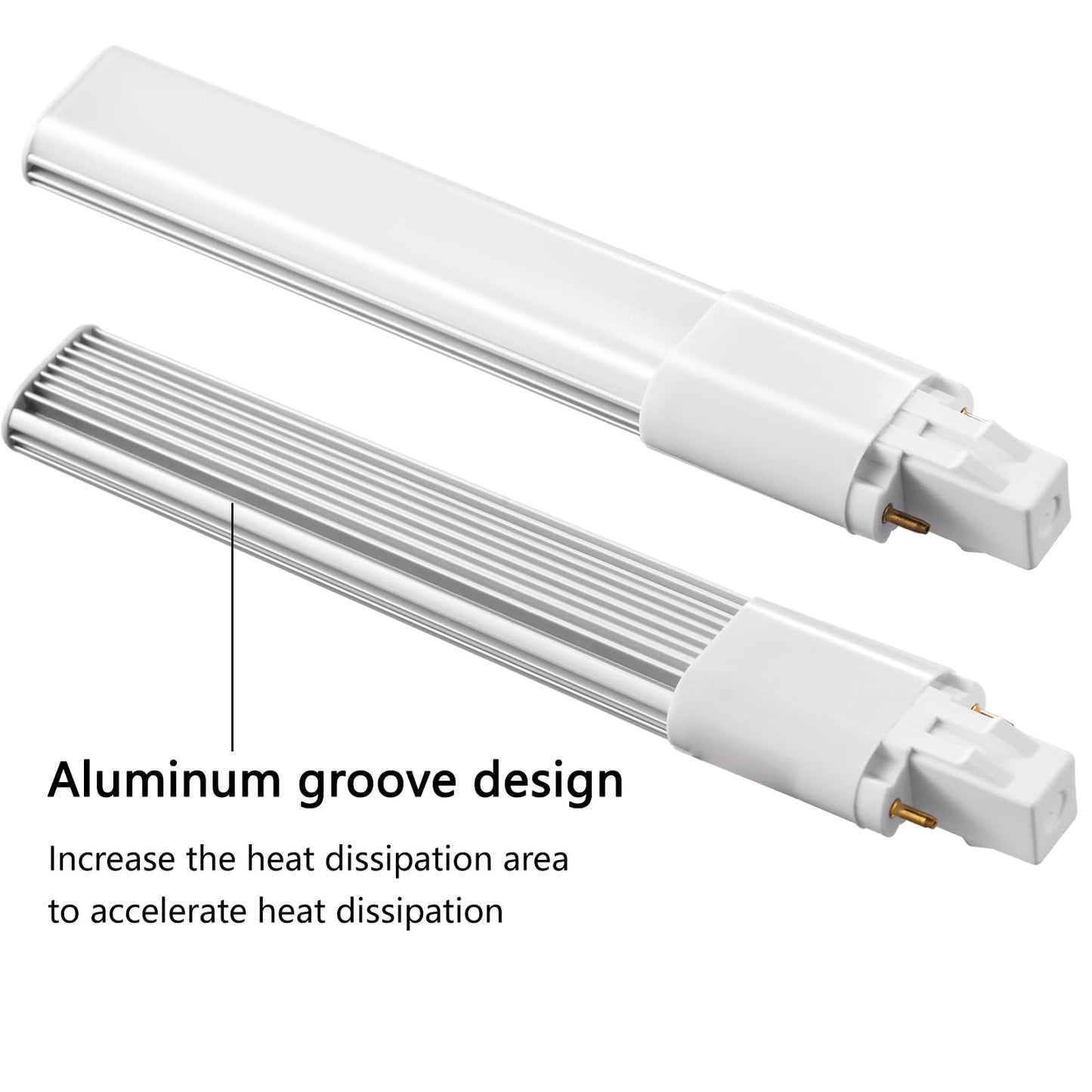 HengBO GX23 LED Bulb, 6W PL Horizontal Lamp, 13W CFL Bulb Equivalent, 180° Beam Angle, 6000K Daylight Recessed Down Light Bulb (Remove/Bypass