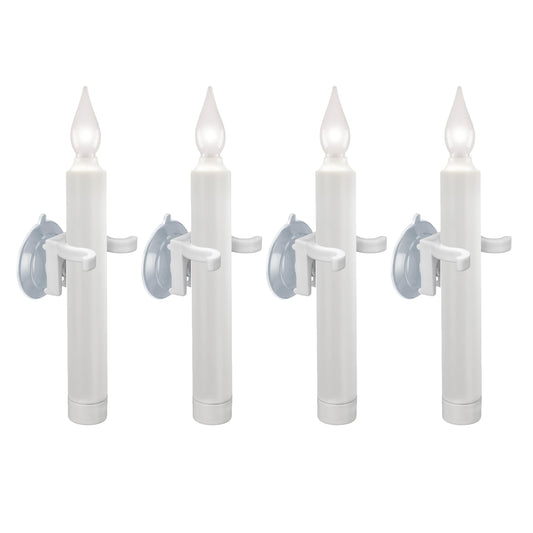 612 Vermont LED Battery Operated Suction Cup Window Candles with Timer, Bright Hot Spot, VT-1506SC-4 (Pack of 4)