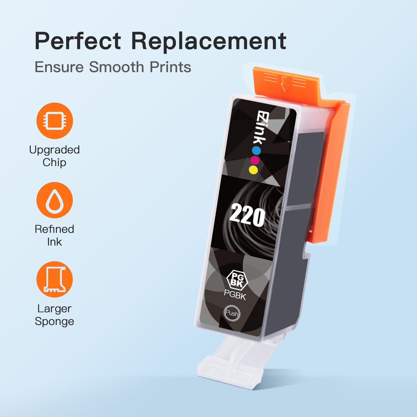 E-Z Ink Compatible Ink Cartridge Replacement for Canon PGI-220 PGI220 CLI-221 CLI221 to use with PIXMA MX860 MX870 MP620 MP560 (2 Large Black, 2 Cyan
