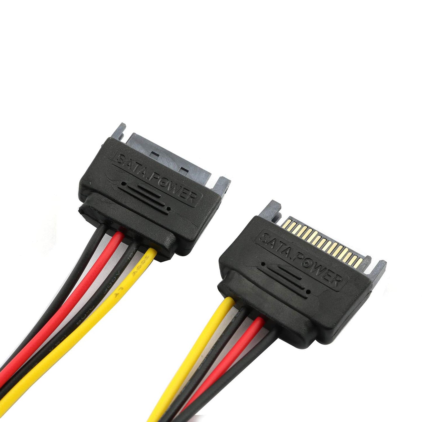 RLECS 2pcs SATA Male to IDE Molex 4Pin Female HDD Extension Power Adapter Cable 15 Pin 20cm for Serial ATA Hard Drives and CD ROM Drives