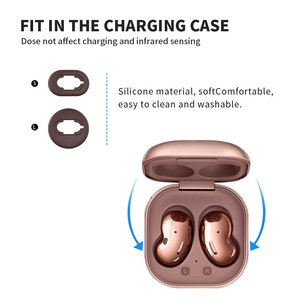 Woocon [8 Pairs] for Galaxy Buds Live Ear Tips - Anti-Slip/Dust Silicone Ear Cushion Accessories - S/L (Rose Gold)