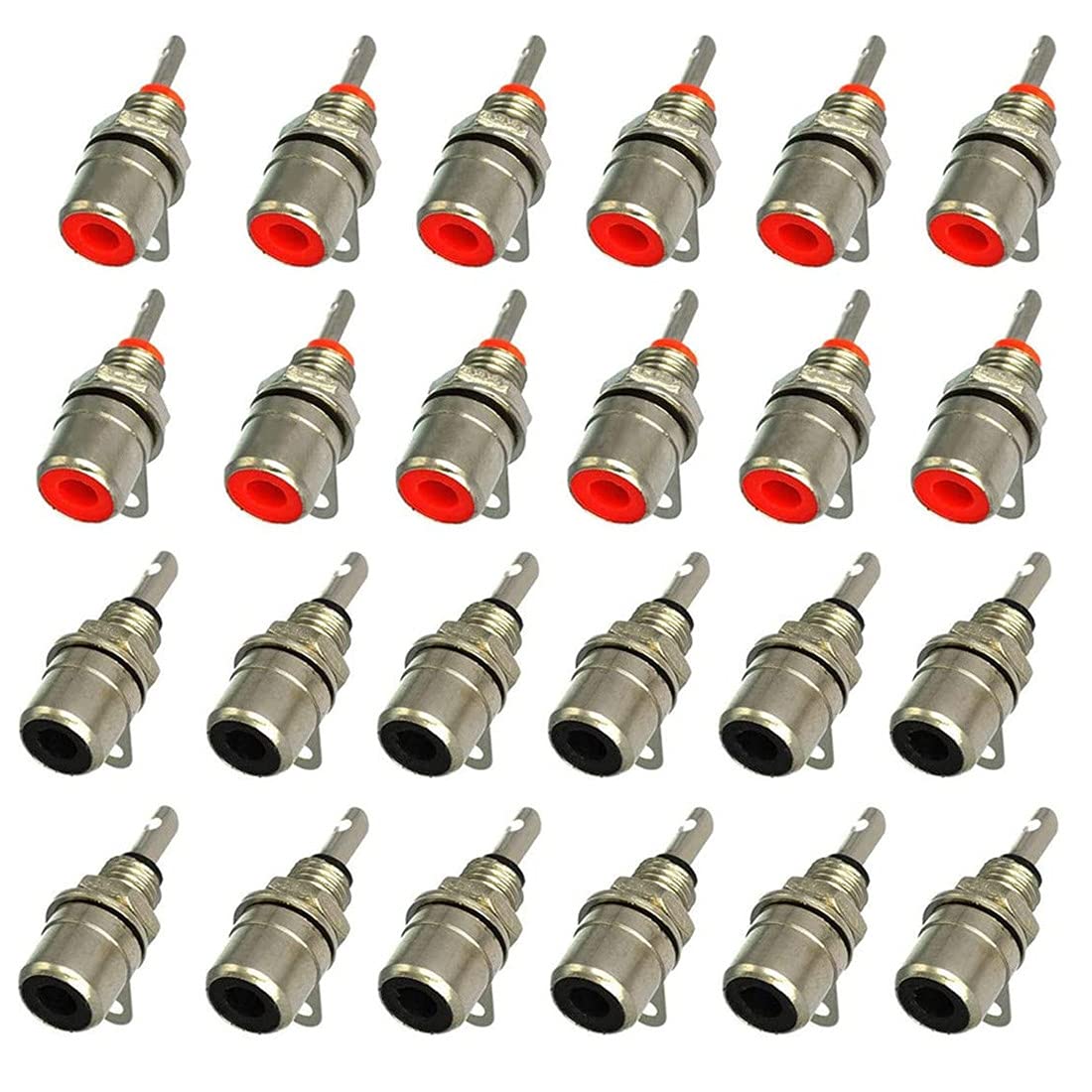 bnafes RCA Female Socket Connector, Chassis Panel Mount Adapter for Amplifier Audio Terminal RCA Plug (24-Pack)