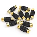 ELECTOP 10 Pack RCA Female to Female Coupler Audio Video Gold Adapter, for Phono, Speaker, RCA Cable, Amplifier