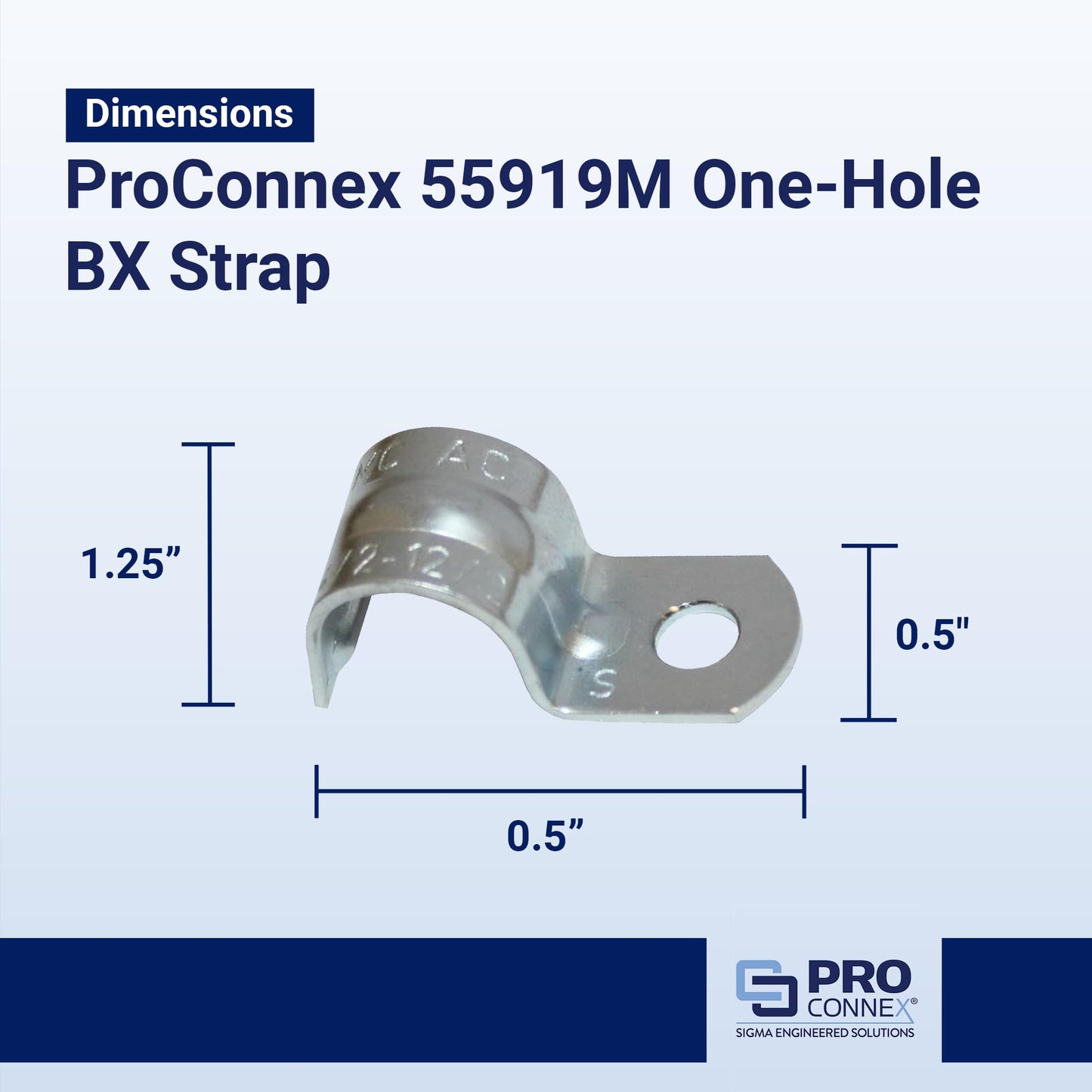 Sigma Engineered Solutions ProConnex 55919M One-Hole BX Strap 3/8-Inch, 100-Pack, Gray