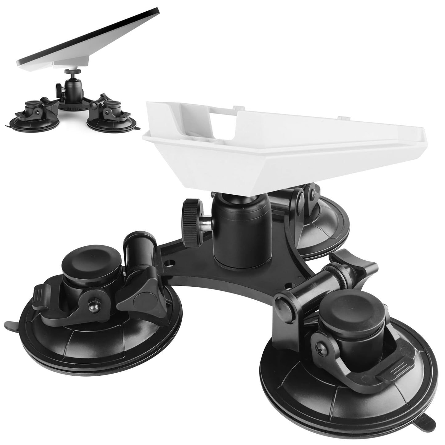 Starlink Mini Roof Triangular Suction Cup Mount with 1/4 inch nut Base Adapter, Starlink Mini 360 ° Horizontal Adjustment, Suitable for Smooth Surface