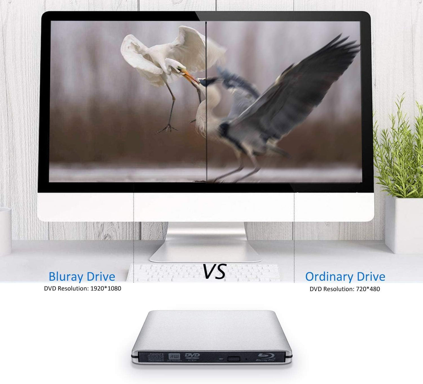 JOYIN-BURN Aluminum External USB 3.0 and USB C UHD 4K Blu-Ray Writer BD-RE BD Burner Blu-ray DVD CD Super-Muti Drive for PC Laptop iMac and Mac