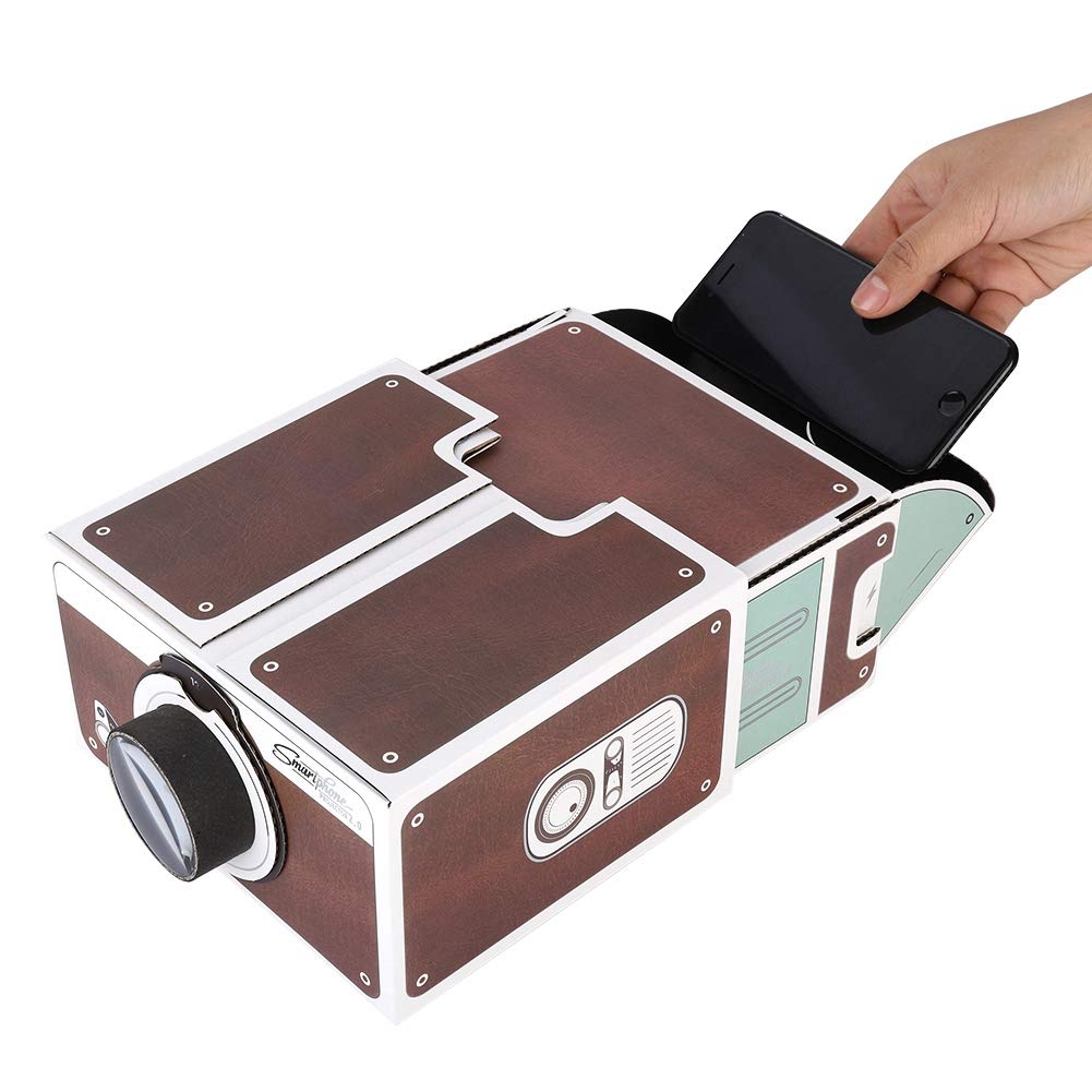 DIY Cardboard Smartphone Projector,ASHATA Second-generation Mini DIY Home Portable Smart Mobile Phone Projector Home Cinema,Home Theater Phone Screen