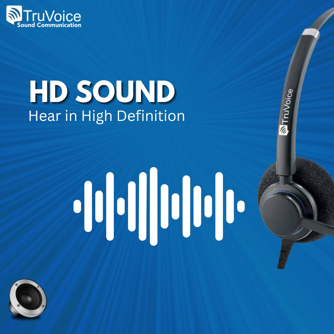 TruVoice HD-150 USB Proffesional Headset for The Office or Call Center - Works with All VoIP Phone Systems - Noise Canceling Microphone and HD