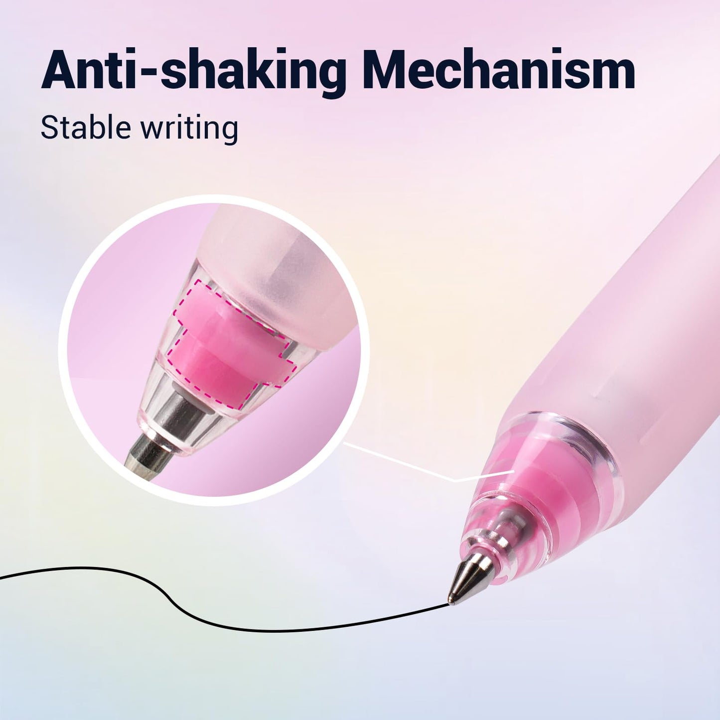 WRITECH Retractable Gel Ink Pens: 0.5mm Black-Ink Switch Between Silent and Clicky Soft Grip Fine Point Pen for Journaling Smooth Writing Quick-dry No