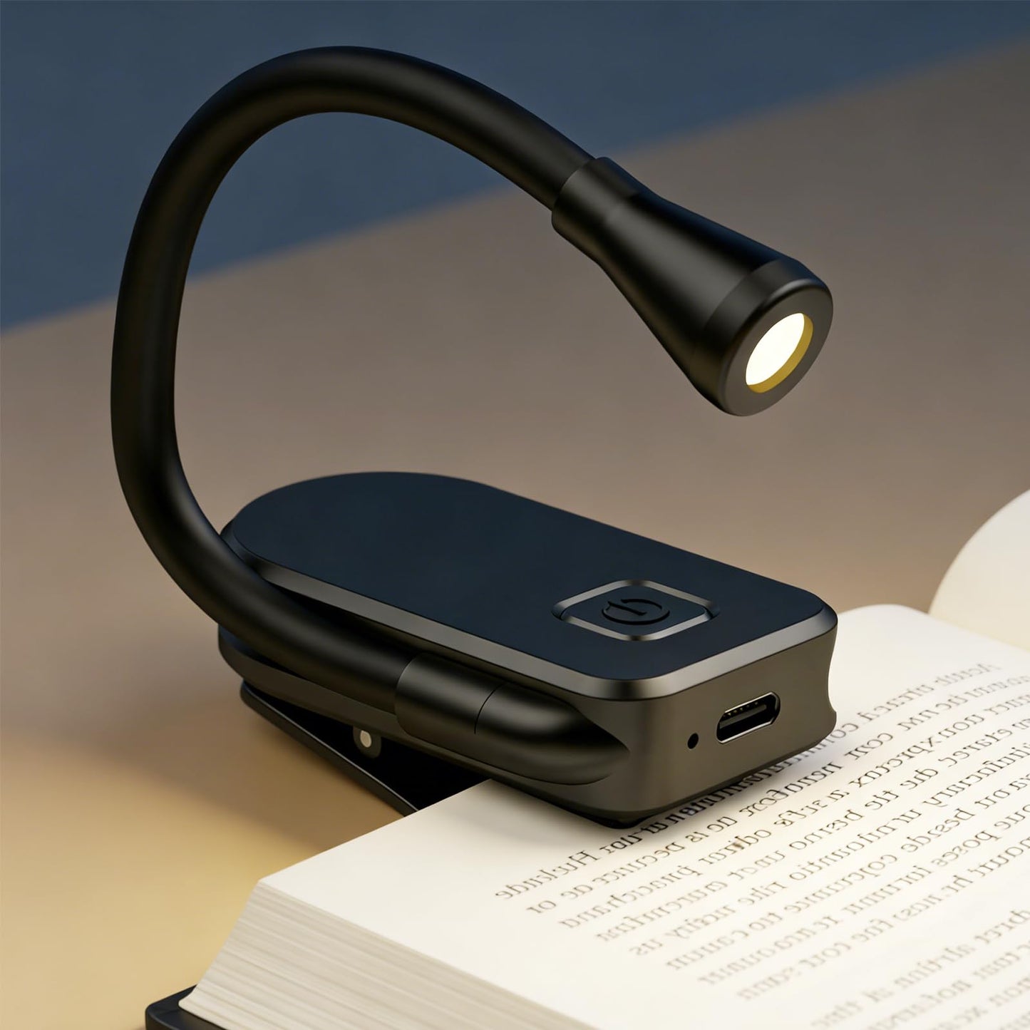 SURPOOTER Clip on Book Light, 3 Light Colors and stepless Brightness Adjustment, 360° Flexible, Small Lightweight Clip On Book Reading Light