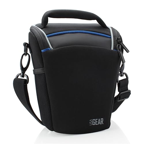 USA Gear DSLR Camera Case for Men and Women with Top Loading Accessibility, Adjustable Shoulder, Small Camera Sling Bag, Travel Padded Handle - Camera
