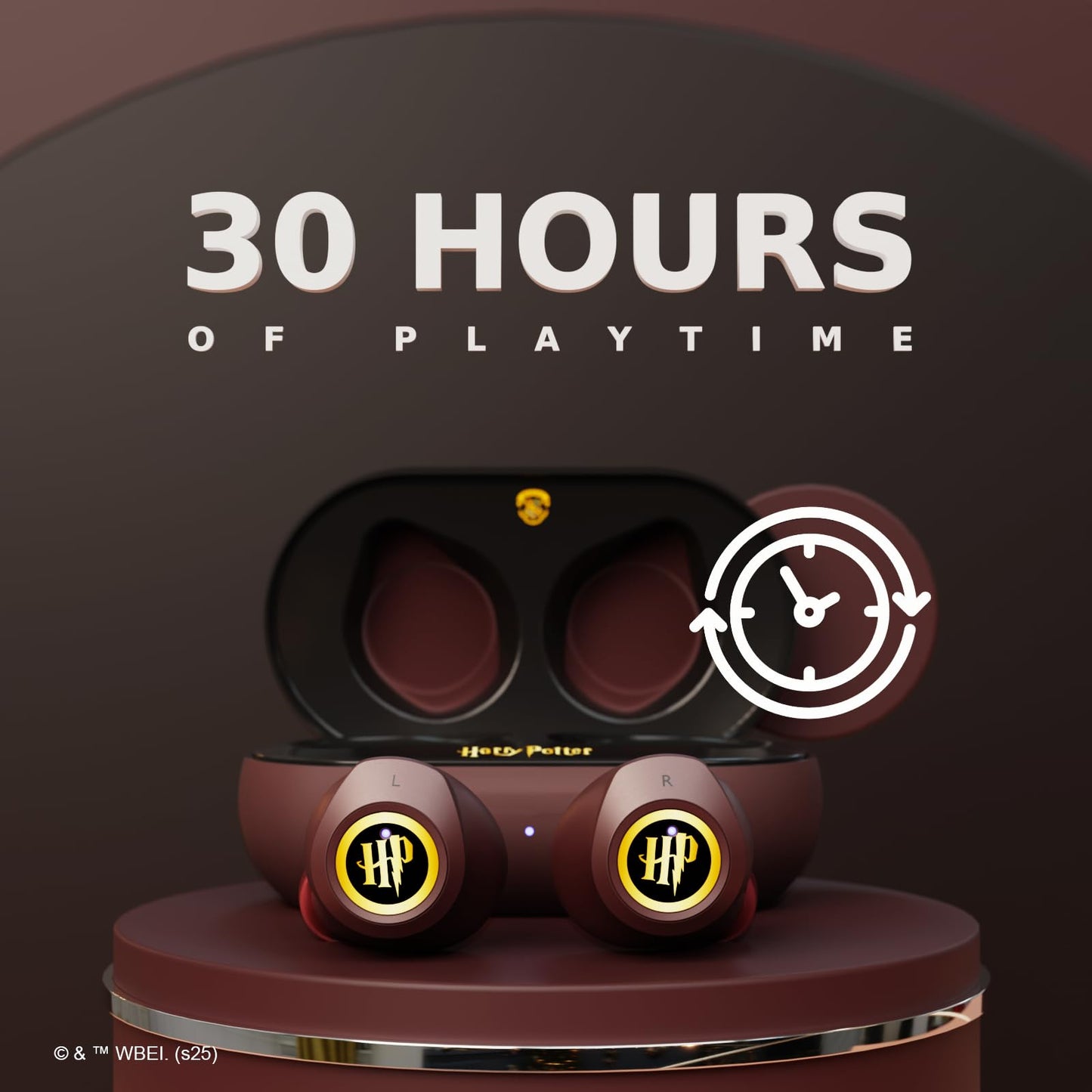 iJoy Harry Potter Hogwarts Crest Wireless Bluetooth Earbuds with Charging Case, Built-in Mic, 30 Hr Playtime, Officially Licensed | Harry Potter Gifts