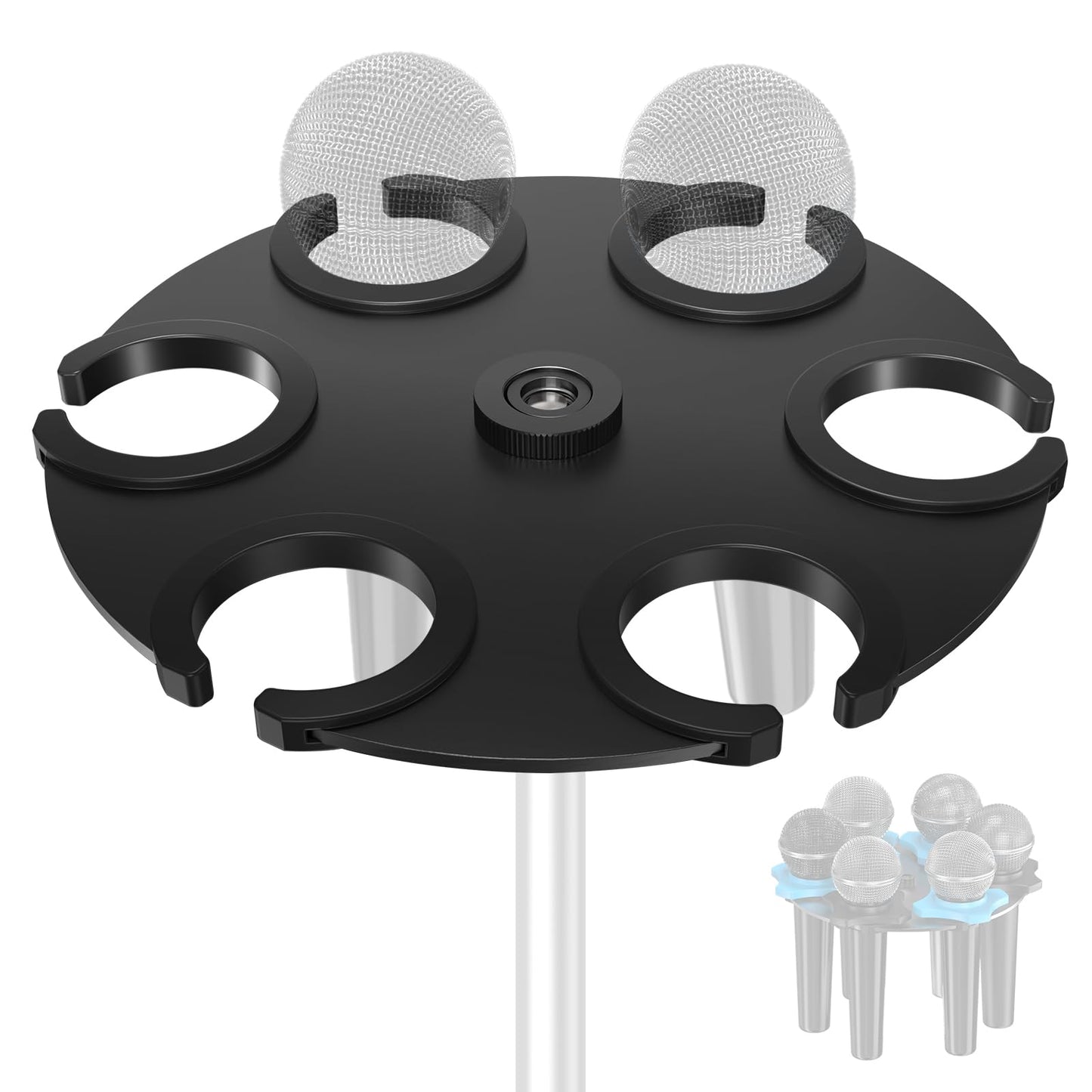 Borenbuir Multi Microphone Holder (Aluminum) Multi-Mic Holder for Handheld Dynamic, Wired and Wireless Mics, Storage Organizer and Display for Mic