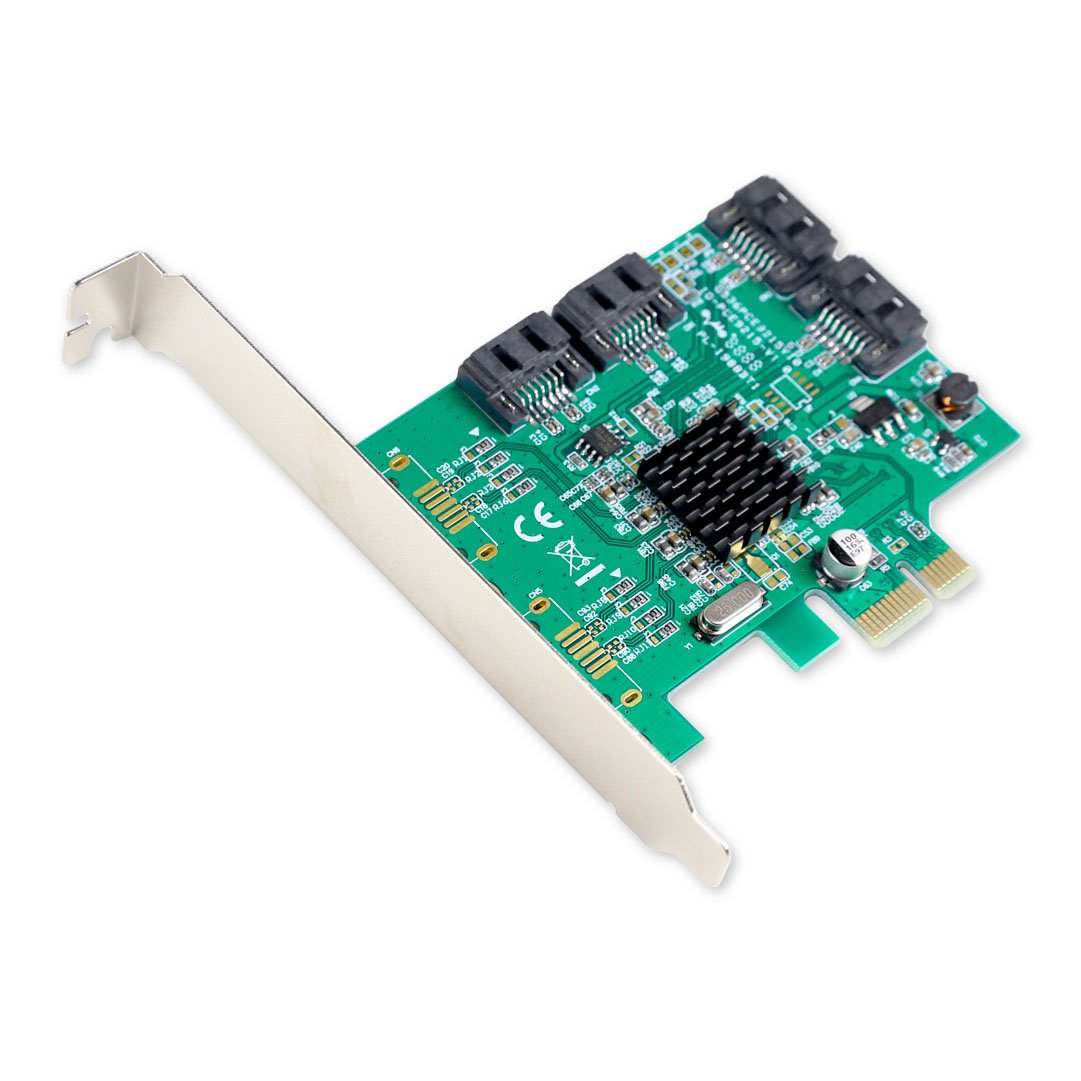 4 Port SATA III Expansion Card with Low Profile Bracket - 6Gbps SATA 3.0 Controller PCI Express x1 Marvell 9215 for Windows 11/10/8/7/XP/Vista/Linux