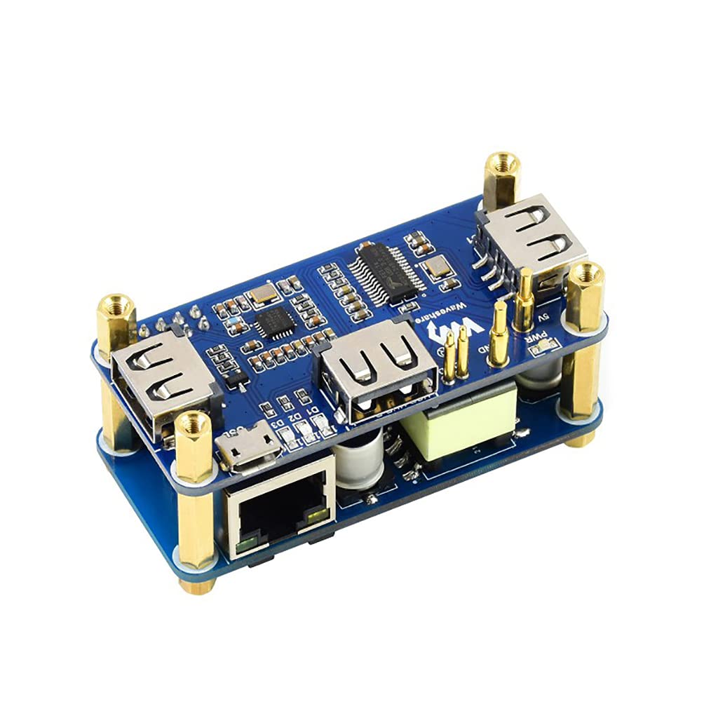 PoE Ethernet/USB HUB HAT for Raspberry Pi Zero/Zero W/Zero WH, 3X USB 2.0 Ports, 10M / 100M RJ45 Port, 802.3af-Compliant