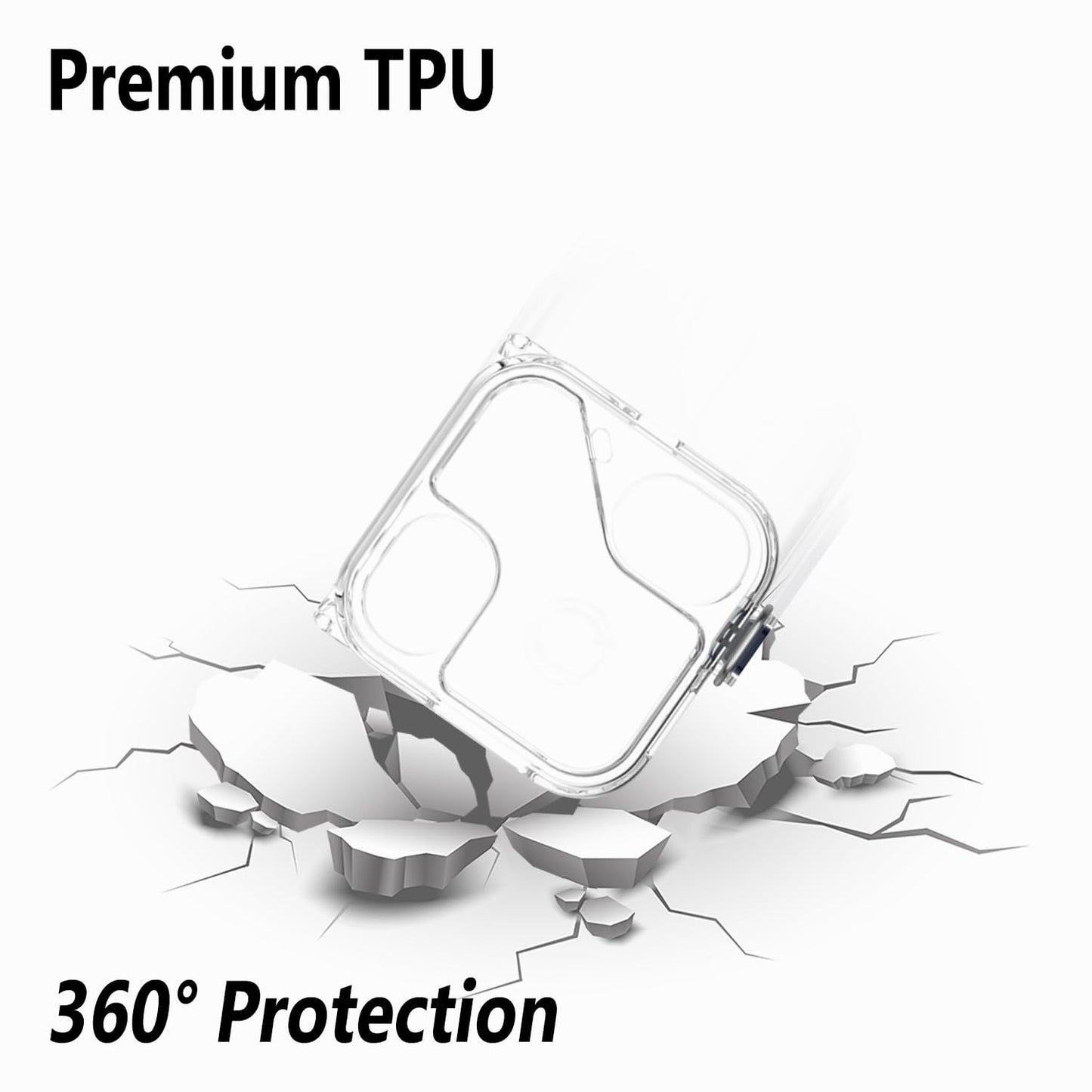 Geiomoo TPU Cover for Nothing Ear (3) Case, Flexible Scratch Resistant Protective with Carabiner (Clear)