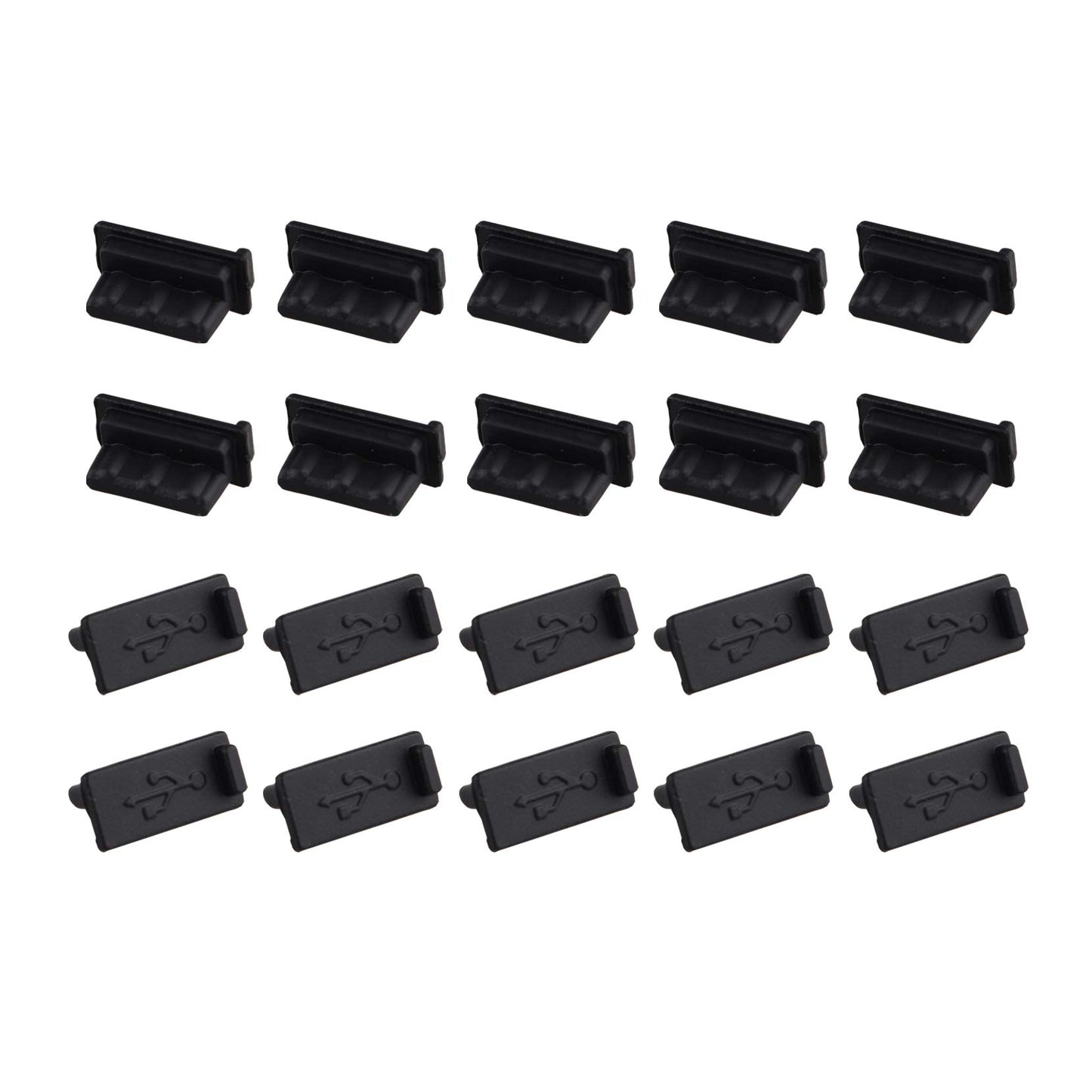 Futheda 20PCS Universal Silicone USB 2.0/3.0 Port Plug Cover Cap Female Jack Interface Anti Dust Protector Black Compatible with Tablet PC Notebook