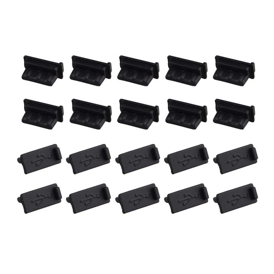 Futheda 20PCS Universal Silicone USB 2.0/3.0 Port Plug Cover Cap Female Jack Interface Anti Dust Protector Black Compatible with Tablet PC Notebook